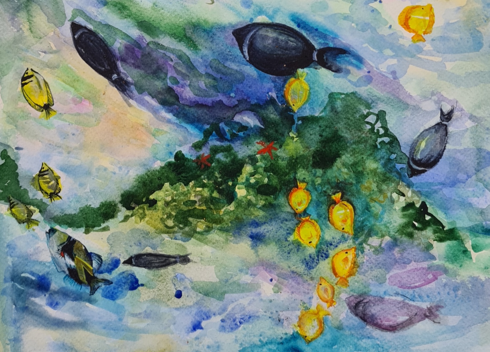 fish watercolours art lessons classes children adults online private tutoring irina taneva