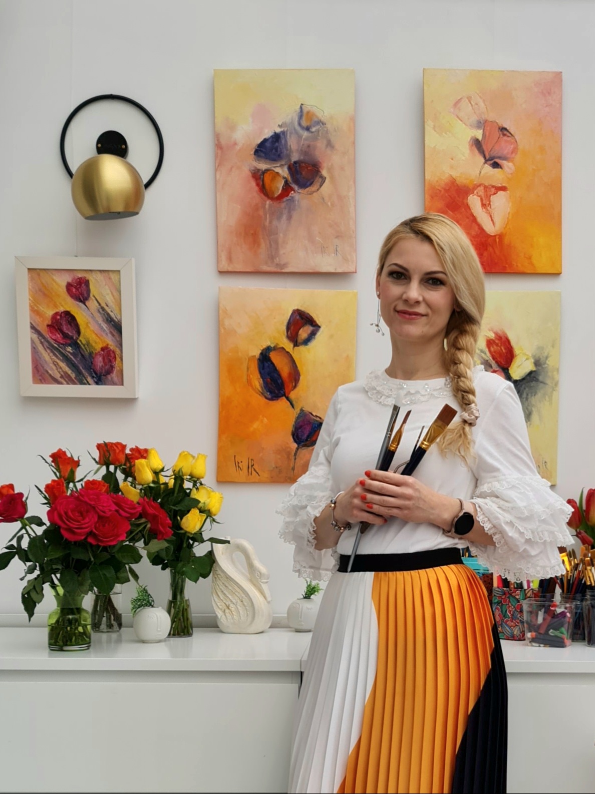 professional artist Irina Taneva Iri IR awaken spring flowers paintings original art gift for her woman mum wife