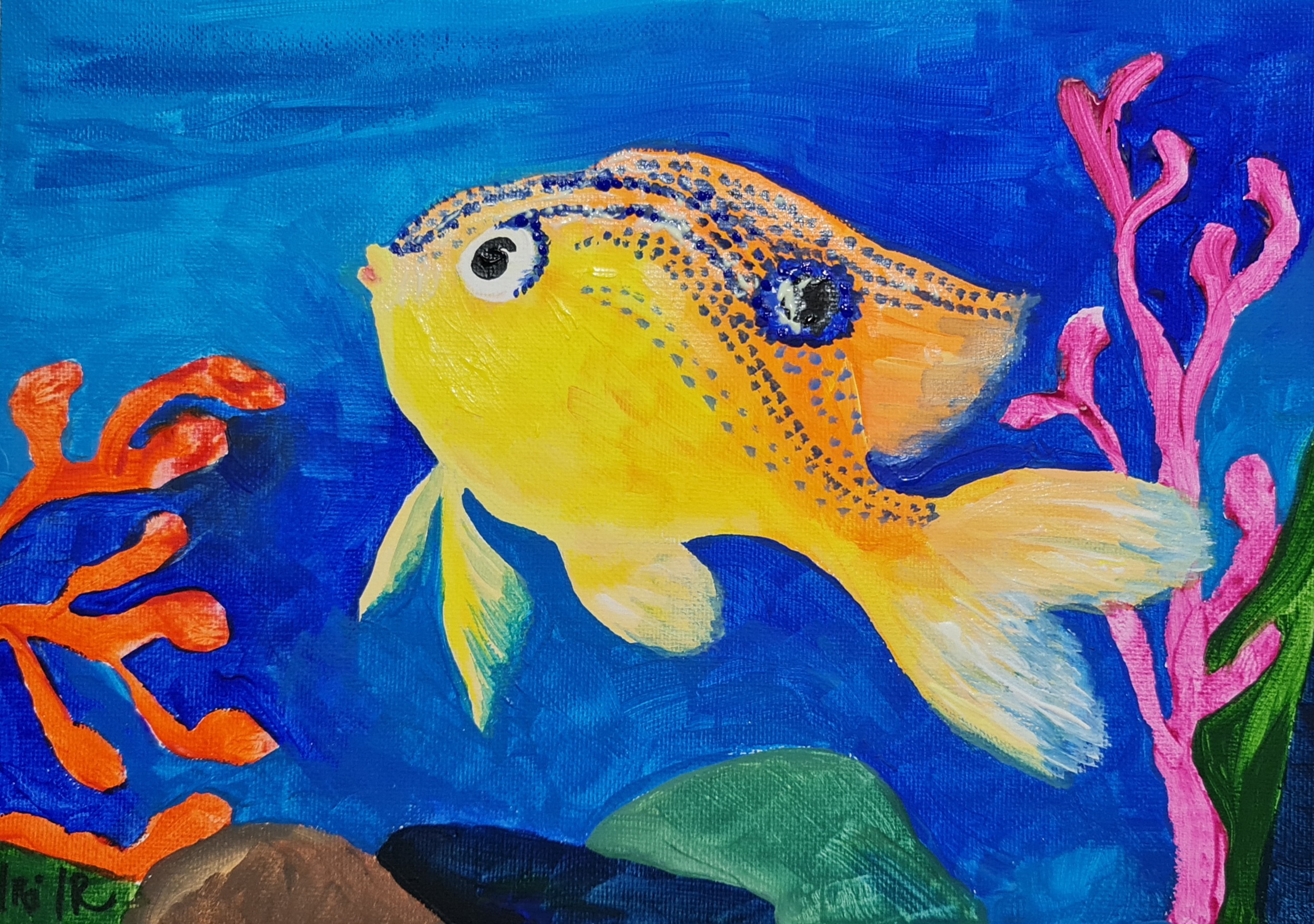 gold fish painting party family event irina taneva artist tutor art workshop 