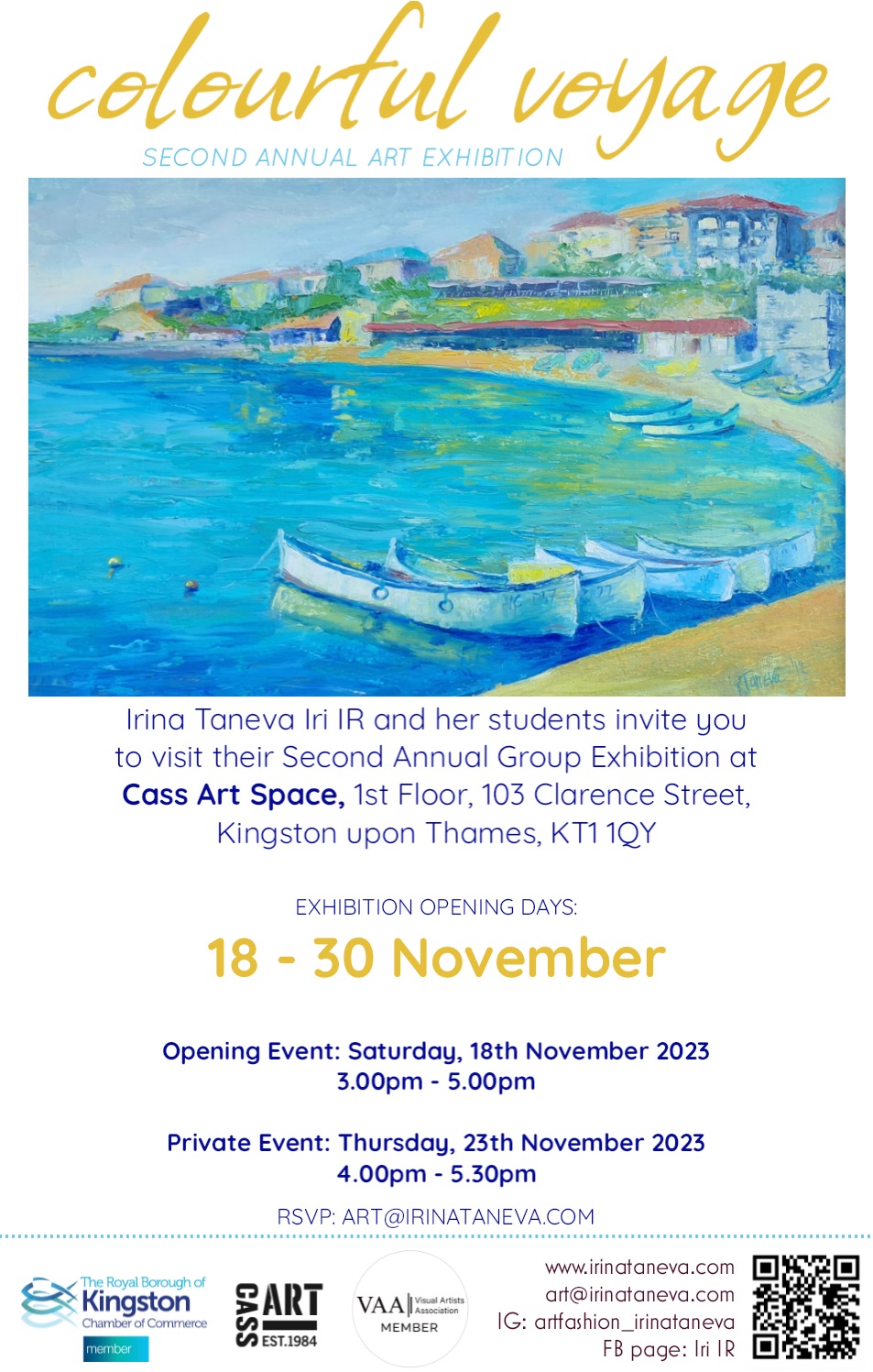 exhibition artist irina taneva and students London Kingston Cass Art Space November 2023