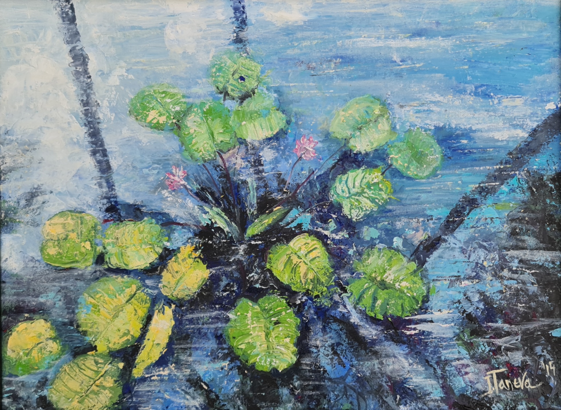 Water Lilies original painting professional artist Irina Taneva Iri IR 