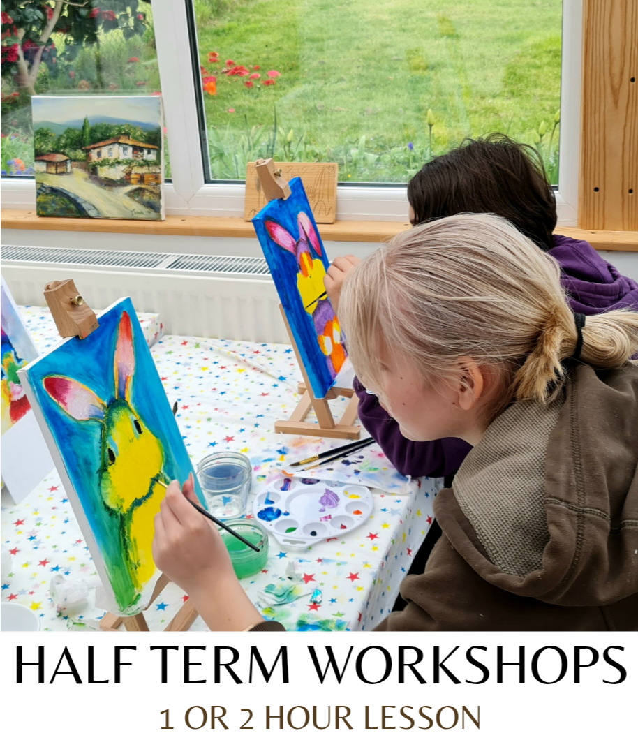 half term art workshops drawing and painting for children age 5 to 16 teenagers professional teacher and artist Irina Taneva in London Surbiton Chessington