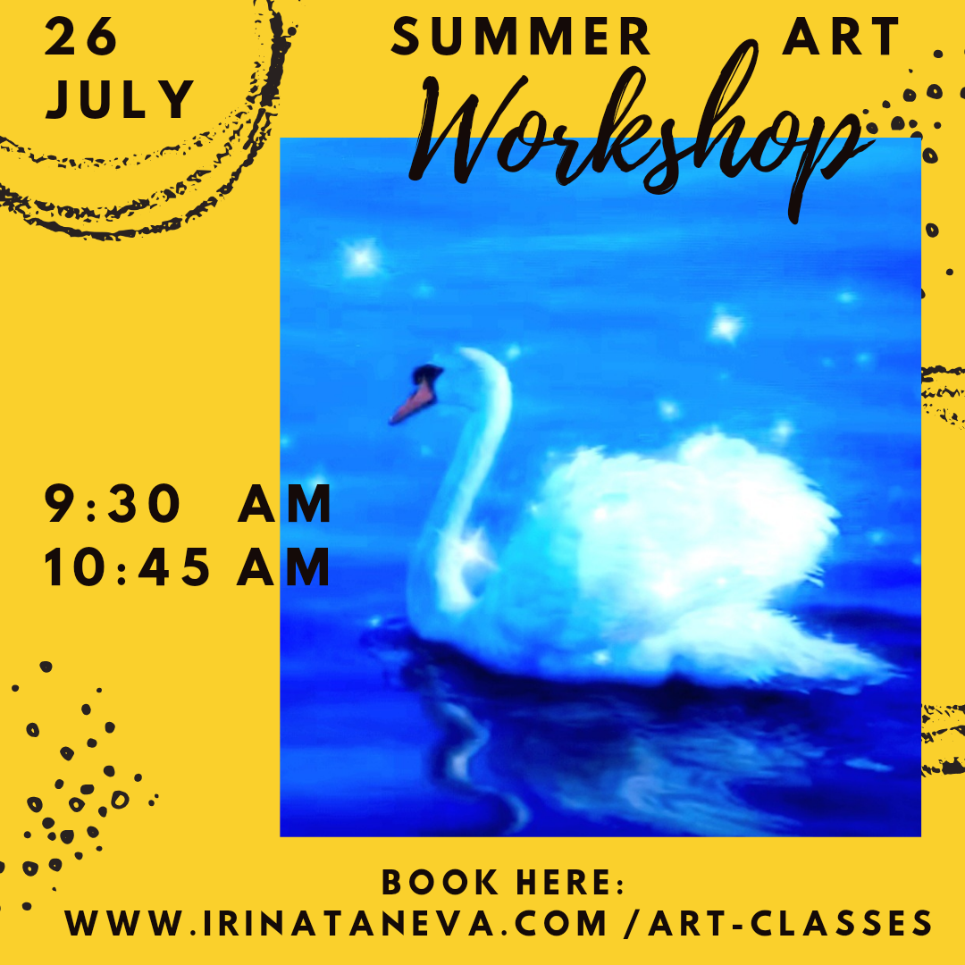 26 july summer camp art painting with acrylics children age 4 to 16 professional artist Chessington Kingston upon Thames Borough swan lake 