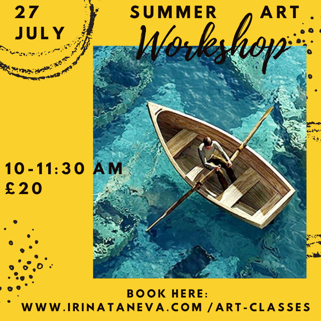 summer art workshop camp children age 4 to 16 27 July boat acrylic painting class Chessington Kingston Borough with professional artist