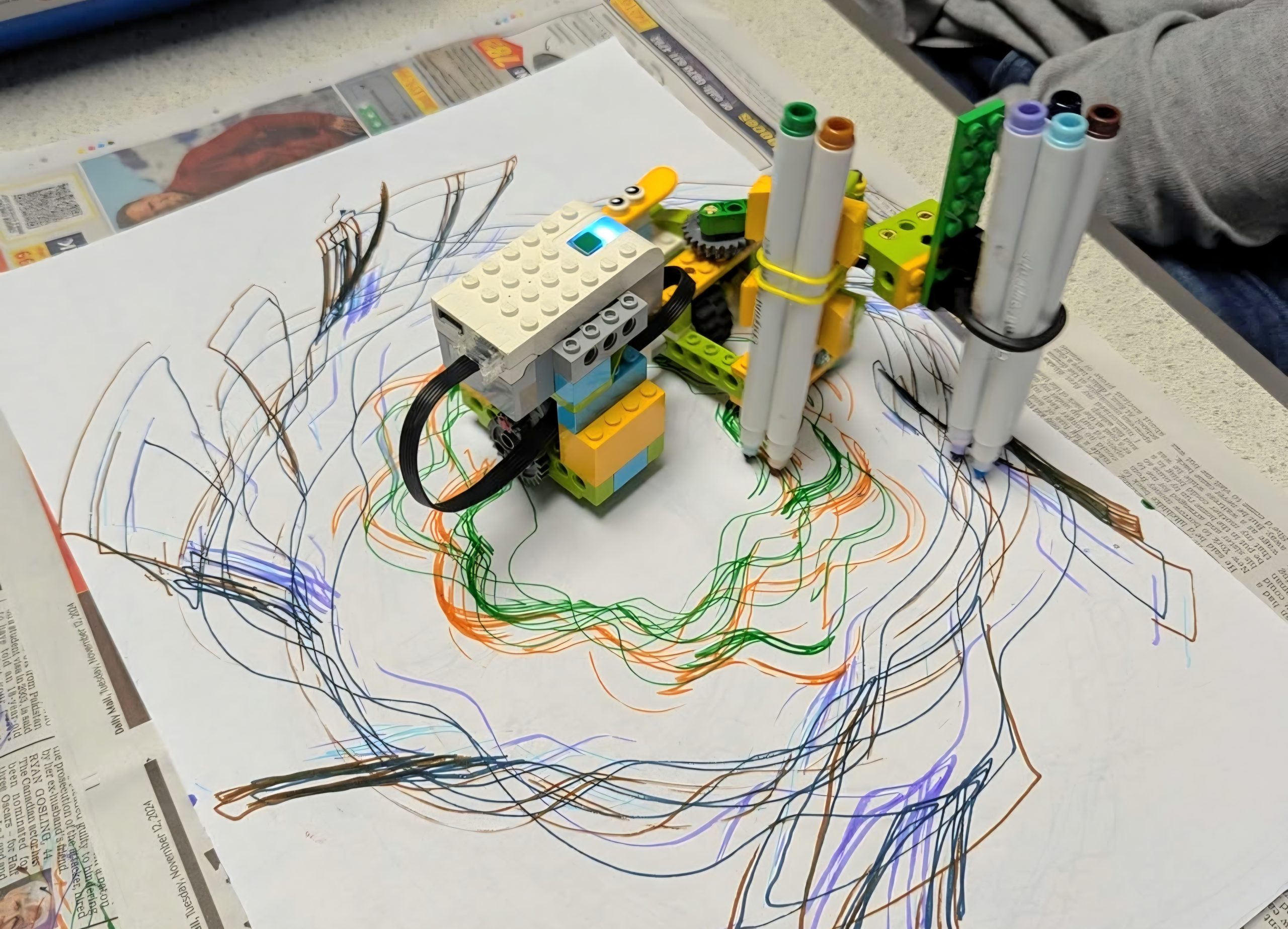 beyond blocks Lego robot drawing Irina Taneva painting workshop children adults fun STEM machines and humans create together