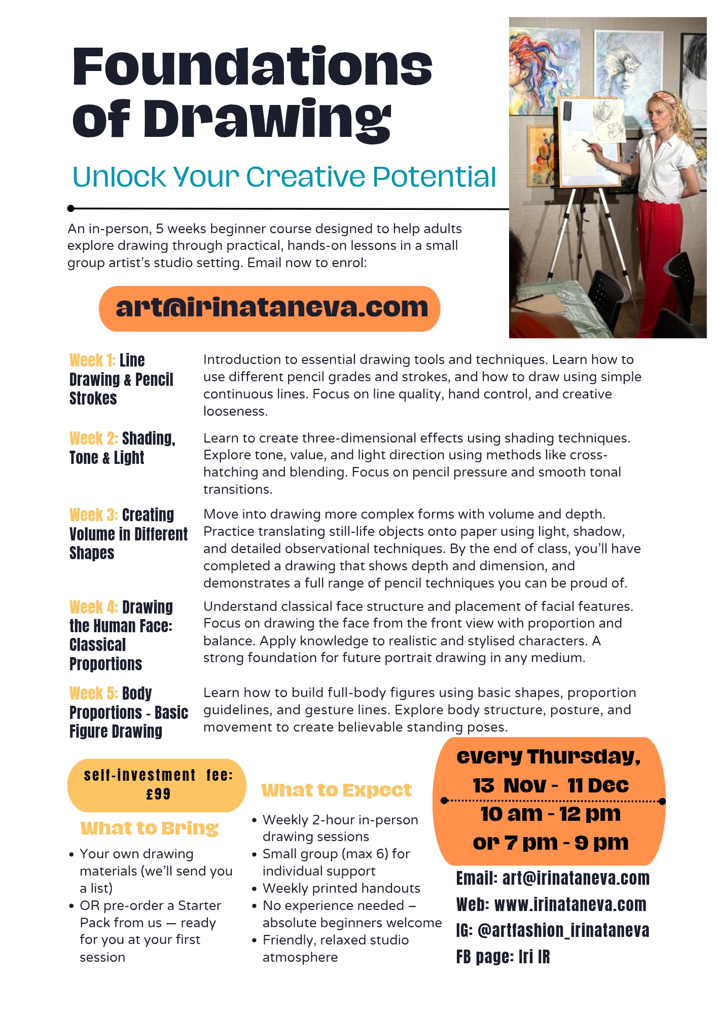 foundations of Drawing adult class 1 Irina Taneva drawing class for adults Kingston Surbiton Chessington Thames Ditton, Leatherhead, Claygate, Esher, Ewell, Epsom, Tolworth, New Malden