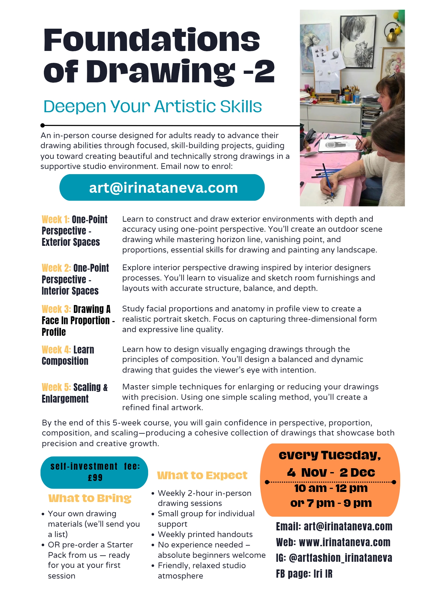 foundations of Drawing adult class 1 Irina Taneva drawing class for adults Kingston Surbiton Chessington Thames Ditton, Leatherhead, Claygate, Esher, Ewell, Epsom, Tolworth, New Malden Irina Taneva professional teacher and artist