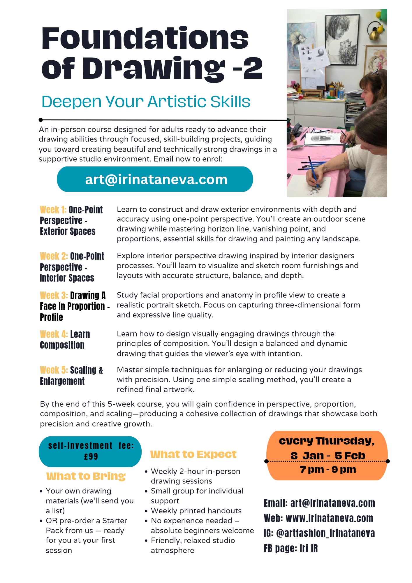 foundations of Drawing adult class 1 Irina Taneva drawing class for adults Kingston Surbiton Chessington Thames Ditton, Leatherhead, Claygate, Esher, Ewell, Epsom, Tolworth, New Malden Irina Taneva professional teacher and artist