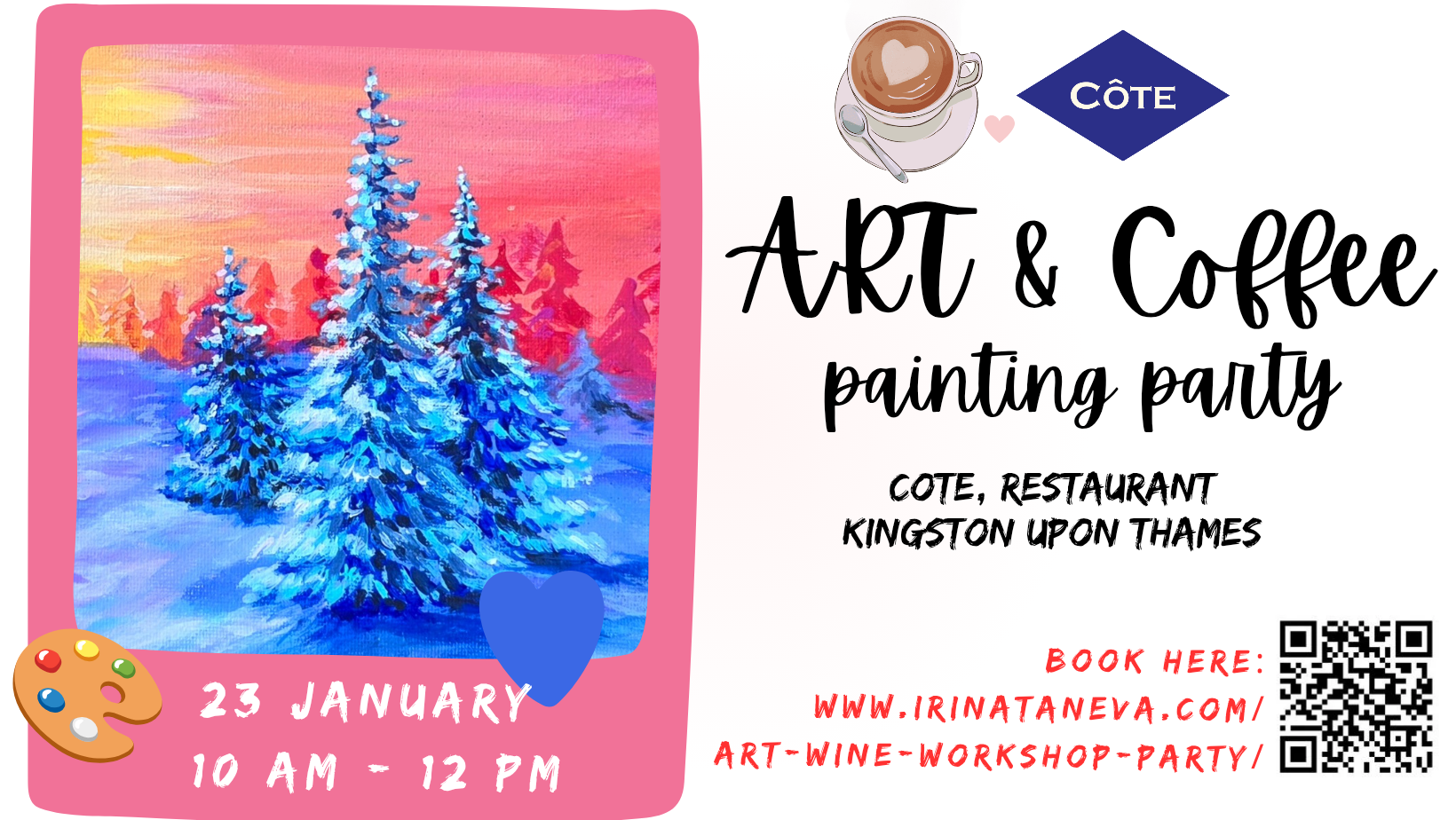 after Christmas party idea team building friends family art and coffee event Kingston upon Thames London sip paint workshop party Irina Taneva adult fun relax unwind Kingston upon Thames Surrey august event fun acrylic on canvas