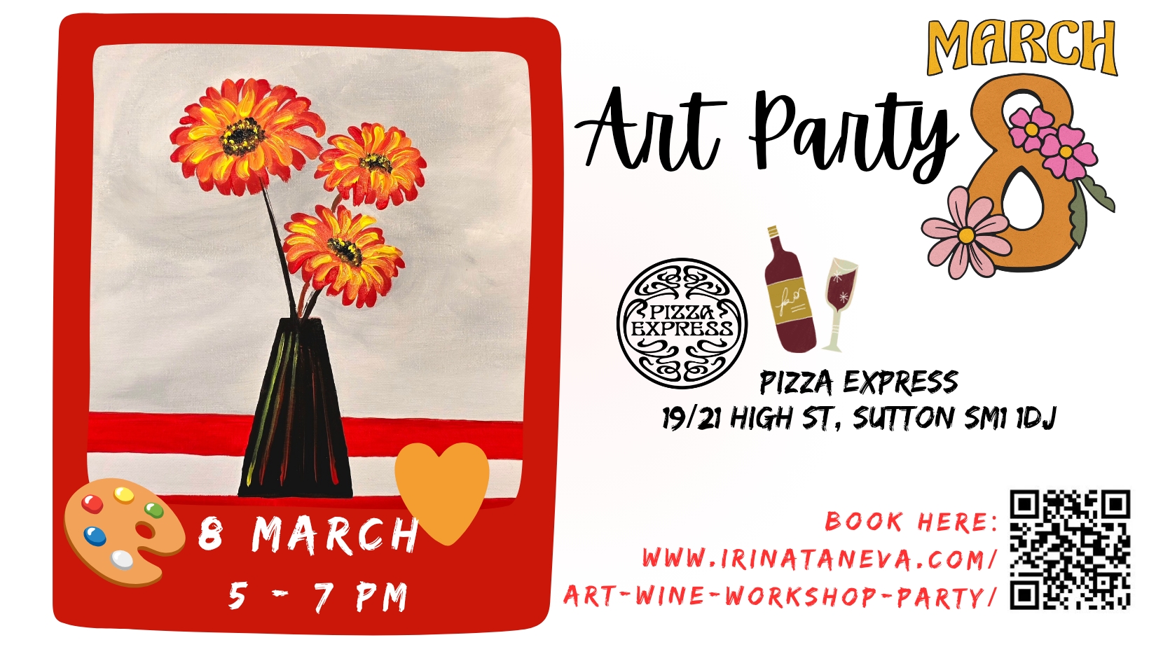 Mother’s Day Sip and Paint international women's day gathered painting on canvases, prosecco wine nearby creative, relaxed atmosphere special experience to share with mums, gift to mothers partner cherished women meaningful artistic celebration London Surrey Surbiton Kingston