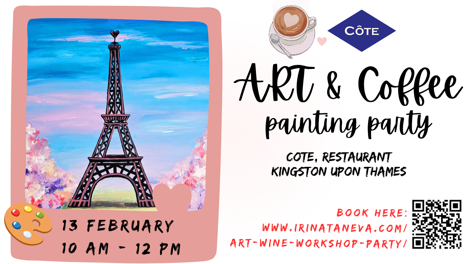 valentine's day 14 February celebration gift idea couple activity team building friends family art and coffee event Kingston upon Thames London sip paint workshop party Irina Taneva adult fun relax unwind Kingston upon Thames Surrey event fun acrylic on canvas