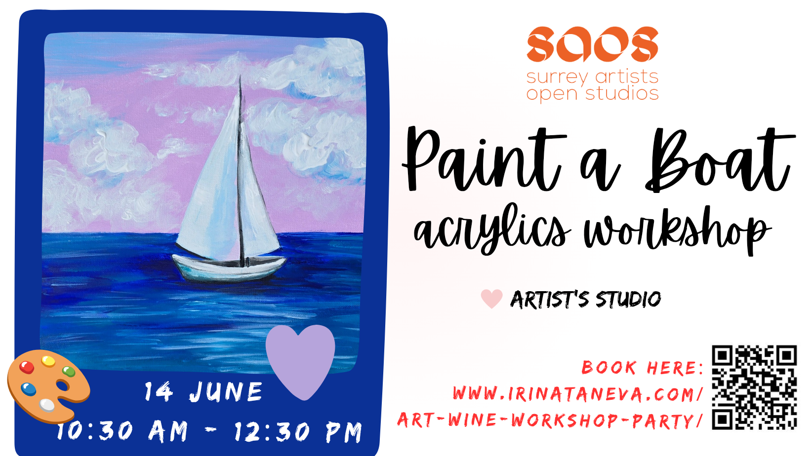 SAOS workshop acrylic painting art party artist open studio event Surrey Kingston upon Thames London Irina Taneva
