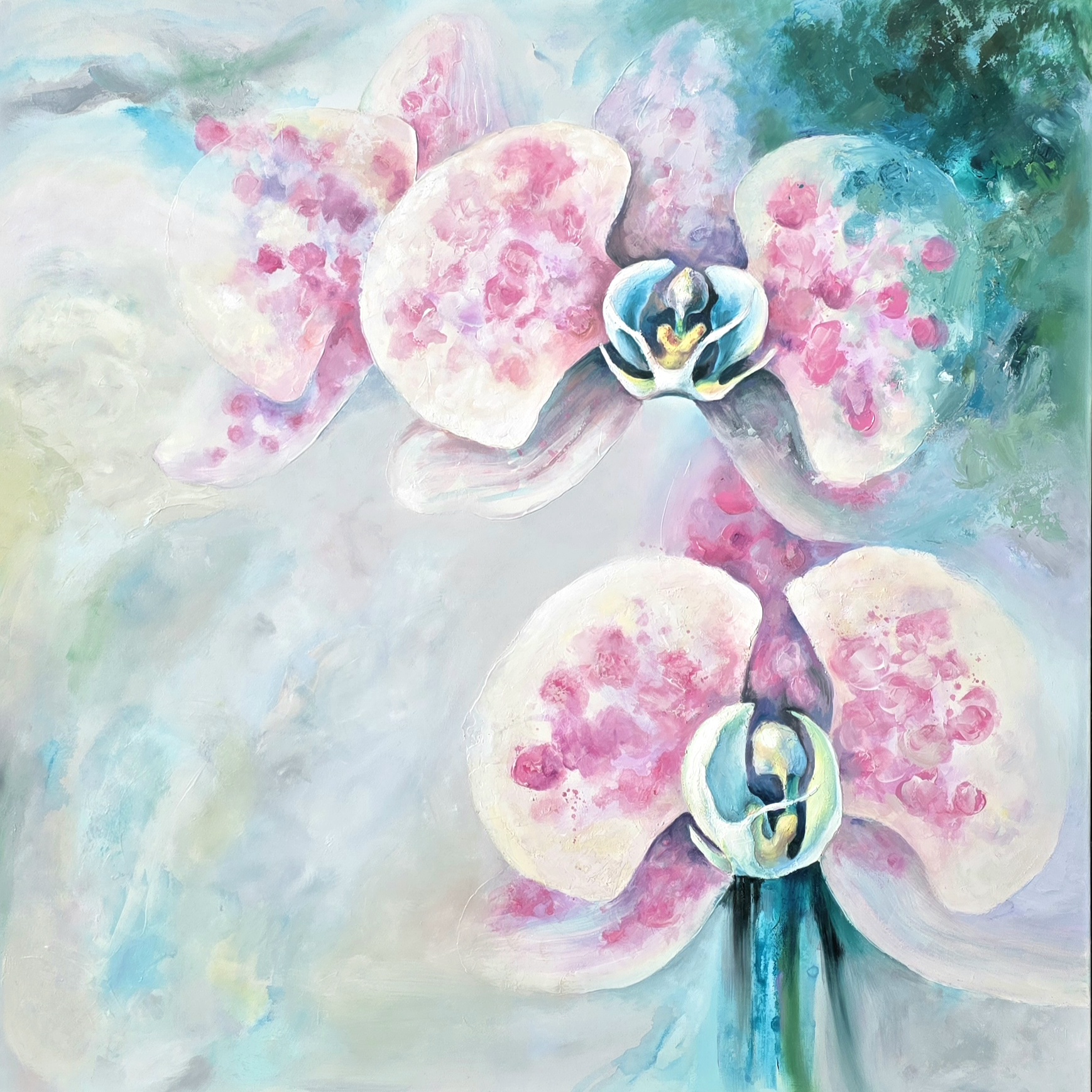 orchids irina taneva iri ir artist original oil on canvas painting size 100x100 cm