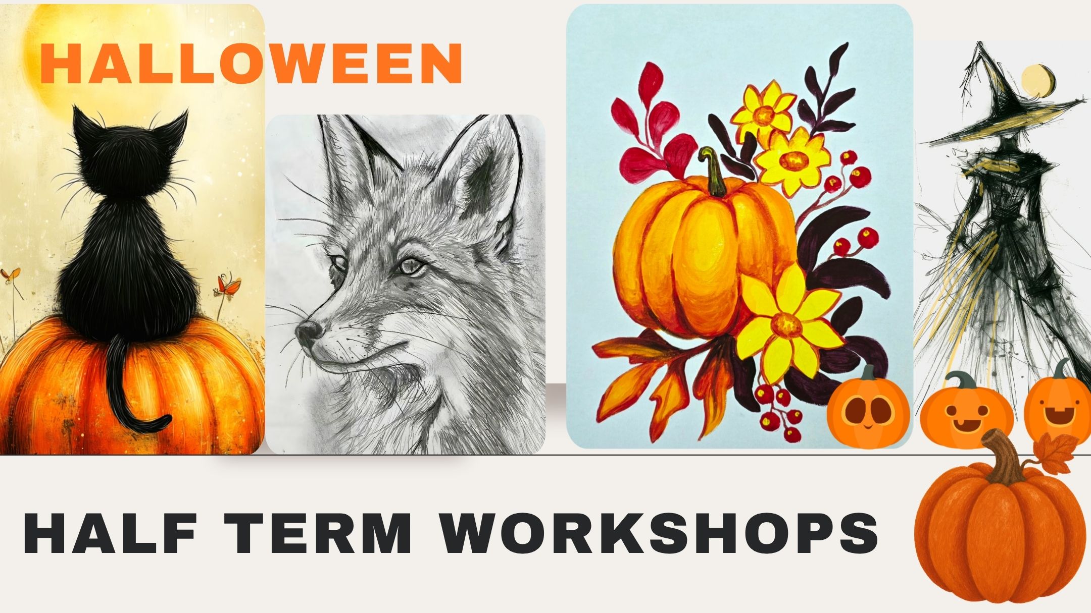 halloween fun children adults art activities creative workshop small groups individual help half term art lessons children teen adults