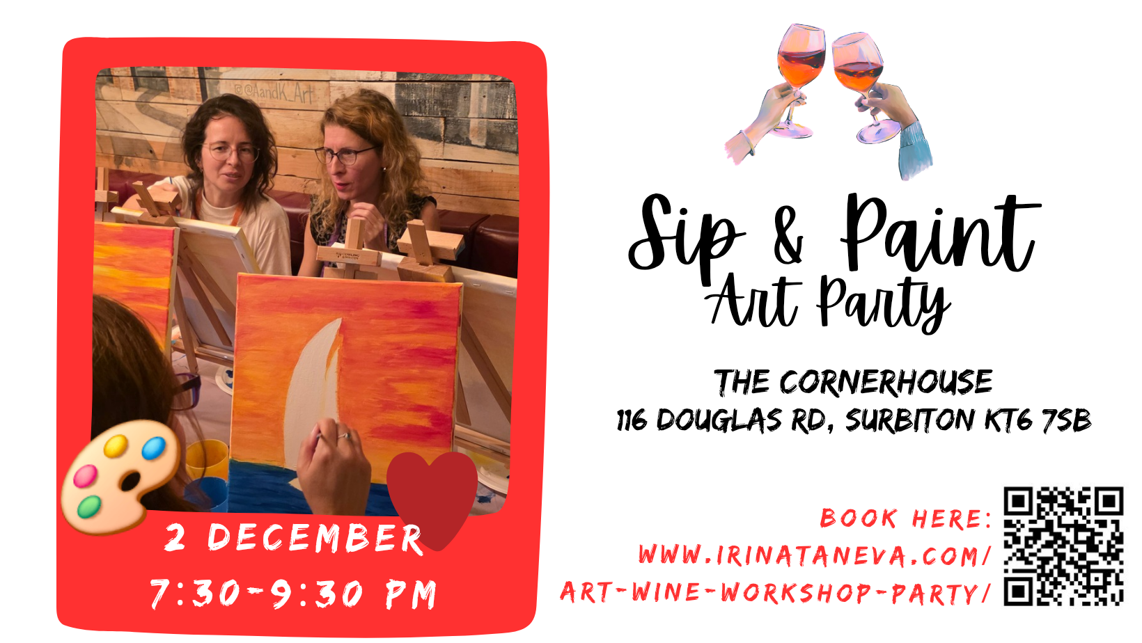 october sip and paint art party Surbiton Kingston London Richmond pumpkin halloween adult fun painting and drinking no experience family and friends event the CornerHouse